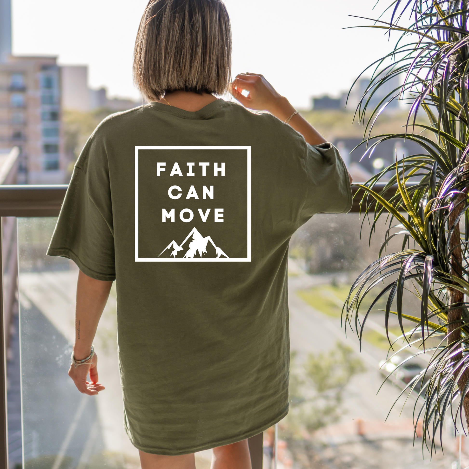 Men's Big & Tall Faith Can Move Mountains Christian T-Shirt 4XL / Heather Deep Teal